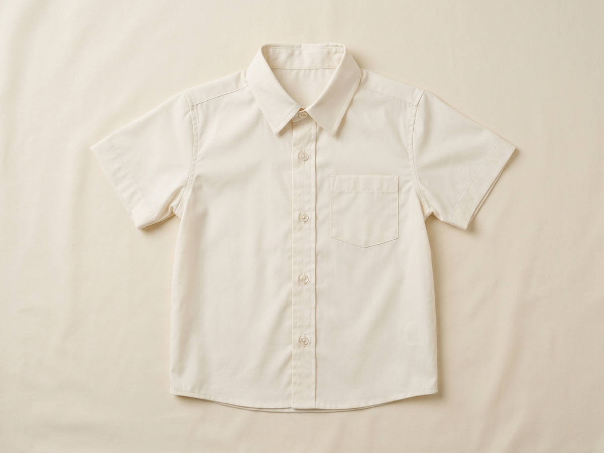 เสื้อเชิ้ตแขนสั้นเด็กผ้าคอตตอนป๊อปลิน