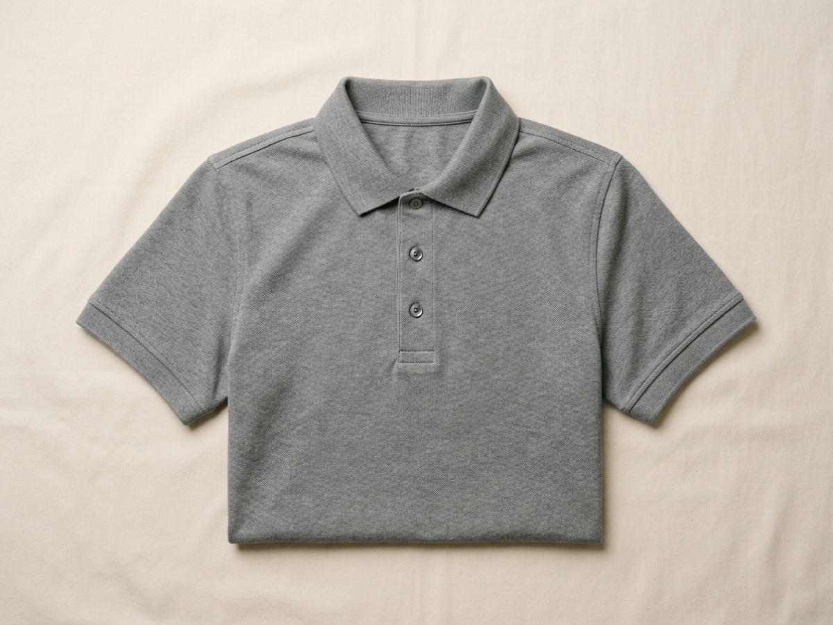 เสื้อโปโลสีเทาเรียบหรู